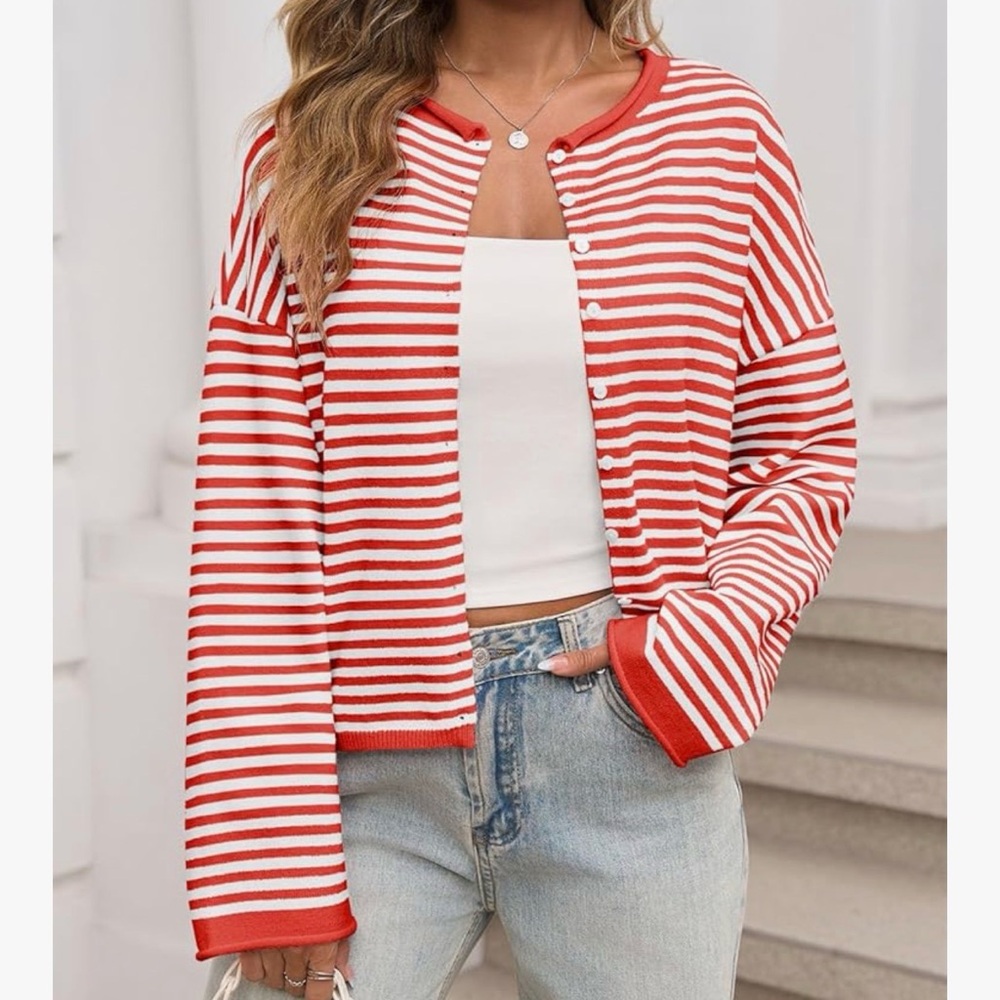Striped Red and White Women's Sweater